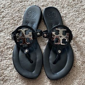 Tory Burch Miller Metal Logo Sandal black leather